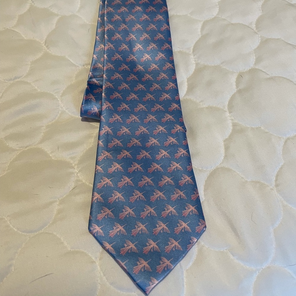Blue Huerta & Goischke Feather Print Tie NWOT